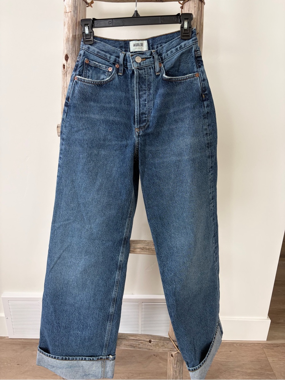 Agolde Dame Cuffed High Rise Wide Leg Jean in Control